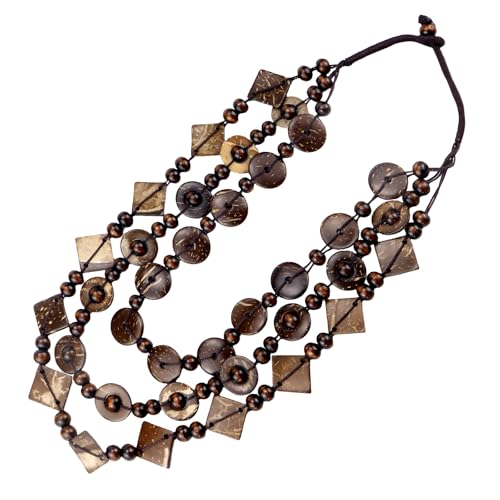 3- Layered Statement Necklace Womens Bohemia Choker Necklaces - color: Brown