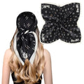 Relang Fashion Silk Satin Head Scarf for Women Hair Bandana Hair Scarf Wrap Neck Scarf for Women 27.5×27.5 inches - color: Black&white