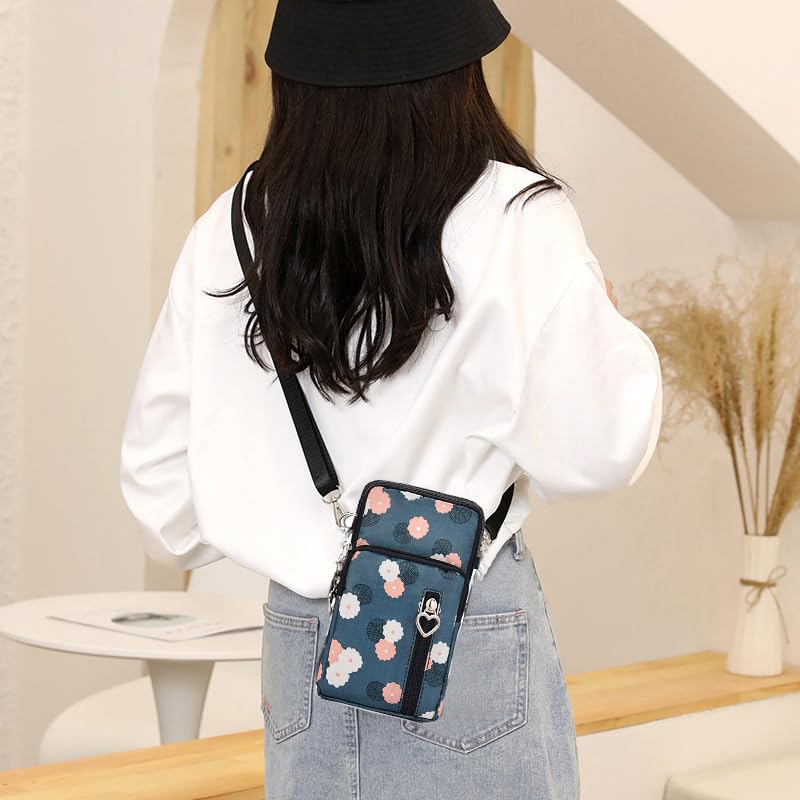JANKS Small Crossbody Bag for Women - Mini Phone Purses with Crossbody Strap and Wallet - Nylon Arm Bag - color: Ab-blue Circle