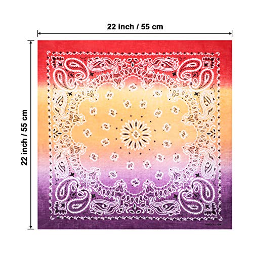 Syhood 24 Pcs Cotton Tie Dye Bandanas Bulk Paisley Bandanas Cowboy Headwrap Scarf Halloween Hiphop Handkerchief for Men Women