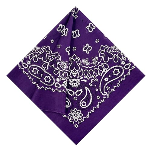 Single Pack Bandanas 60s Premium Cotton Soft Thin Handfeel Large Handkerchief for Men and Women - color: 1 Pack-purple