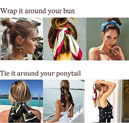 Hair Scrunchie Scarf Bow Scrunchies Chiffon Bandana Scrunchies for Women Girls, 6PCS , 2 in 1 Design, No Hurt, Various Occasions | Scarf Hair Ties,Hair Scrunchies with Tails,Bandana Scrunchies,Scarf Ponytail Holder,Hair Accessories for Women - color: pais
