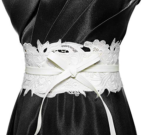 Lovful Womens Faux Leather Lace Wrap Around Obi Belt Waist Boho Band Wide Belts