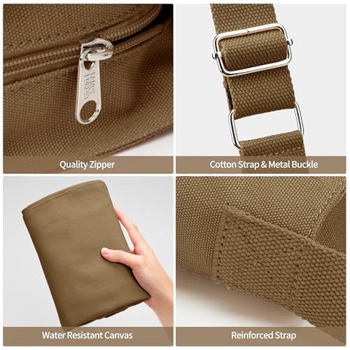 KALIDI Canvas Tote Bag Large Hobo Crossbody Shoulder Handbag Zipper Messenger Bag for Women or Men Casual College Work - color: Abrown
