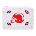 Football Helmet Coin Purse Game Day Beaded Wallet Purse Pouch Small Cute Football Zipper Pouch Game Day Sports Accessory for Football Fan Gift - style: Football Beaded Coin Purse