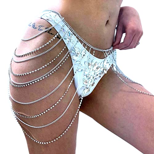 Rhinestone Body Chains Layered Crystal Waist Chain Beach Bikini Jewelry for Women