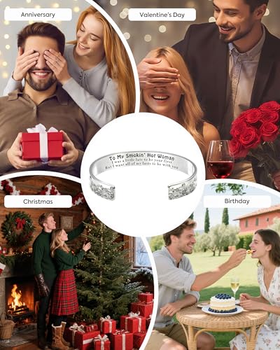 37JEWELRY 37Necklaces Inspirational Engraved Mantra Cuff Bracelets for Wife Girlfriend Valentine's Day Birthday Christmas Gift for Women