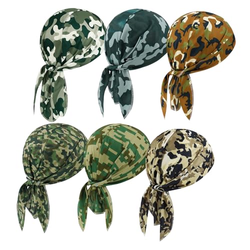 DOCILA 6 Pcs Do Rags Skull Cap for Men Women Helmet Liner Head Wrap Motorcycle Bandana All Seasons Cycling Durags Beanie
