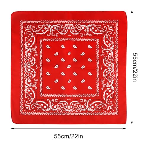 NACHLYNN 10/20pcs Paisley Bandanas Assorted Bandanas Cowboy Polyester Headbands Square Scarf Headwear - color: Red