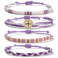 FANCY SHINY Boho Nautical Compass String Bracelets Beaded Clay Beads Bracelet Stackable Friendship Bracelets Summer Beach Outfits for Women Girls - color: Purple