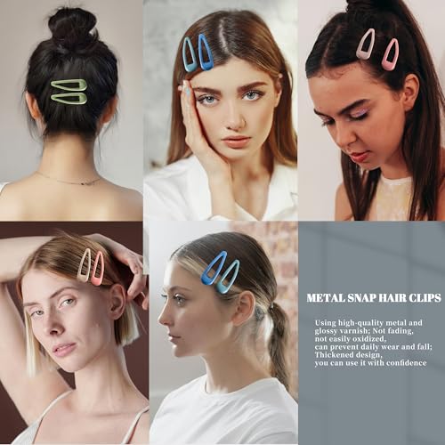 20 PCS Metal Snap Hair Clips Water Drop No Slip Barrettes for Women Bright Small Hair Clips For Thick And Thin Fine Hair,Green Blue Gray Pink Beige,1.97 x 0.5 In. - color: Green Blue Gray Pink Beige