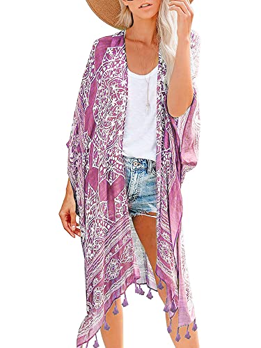 Breezy Lane Kimonos for Women Swimsuit Coverups Beach Cover Up Swimwear Cardigan Summer - color: B Rose