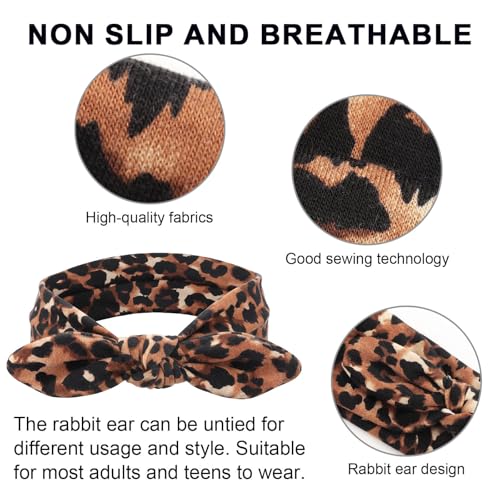 DRESHOW 8 Pack Headbands for Women Yoga Knotted Headbands Elastic Criss Cross Hair Accessories Sports Head Wrap Non Slip - color: 8 Pack: Rabbit Ears Bow A