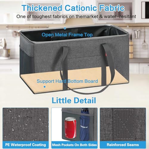 LHZK 2 Pack Extra Large Utility Tote Bag with Metal Wire Frame and the Sides Rinforced, Extra Large Tote Bag with Handle, Reusable Grocery Bags Foldable, Beach Bag, Car Tote (Gray, 26''x15''x13'') - color: Dark Gray, size: 26''x15''x13''-2 Pack