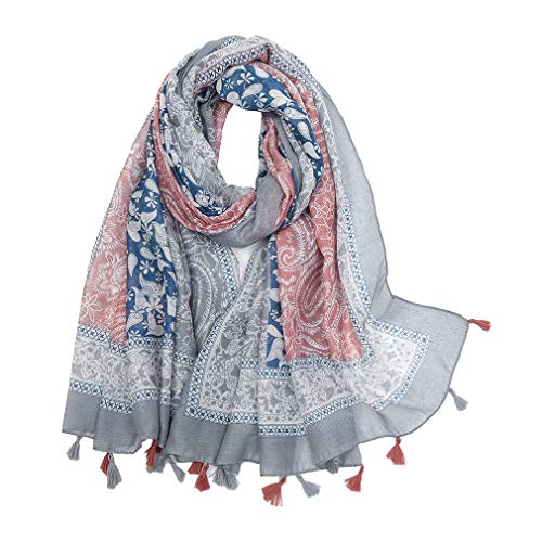 Yeieeo Boho Scarf for Women Lightweight Floral Printed Scarf Fall Winter Fashion Fringed Shawl - color: Floral 8