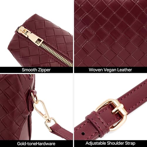 Woven Crossbody Bags for Women Small Crossbody purse Leather Clutch Purse with Adjustable Strap for Everyday Use - color: Red