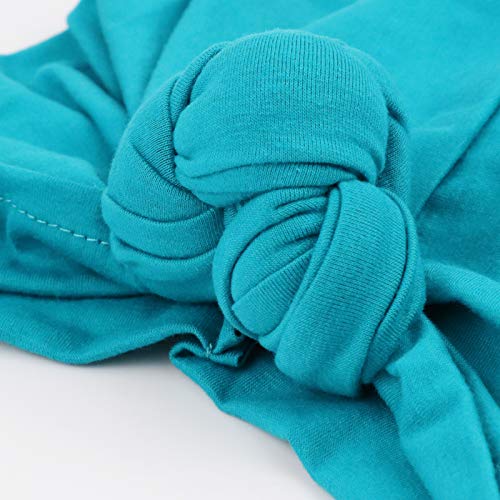 DRESHOW 5 Pack Knotted Headwraps for Women African Turban Pre-Knotted Beanie Headwraps Hair Covers - color: 5 Pack Knotted: Black, Russet, Mustarl, Teal, White