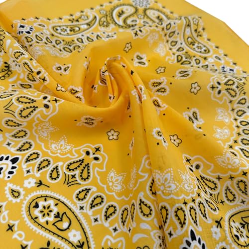 Bandana Single Pack Soft Thin 27 inch Cotton Paisley Extra Large Headwear - color: Golden
