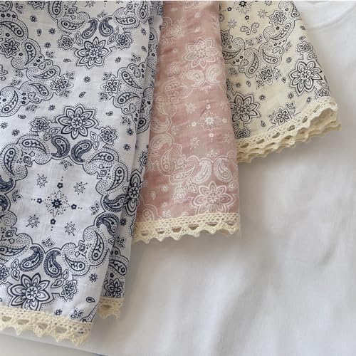 Soft Cotton Like Lace Bandana Headband, Head Wrap, Protective Coverage, Hair Neck Scarf for Women 24 x 24 inch - color: Cas003 - Paisley W