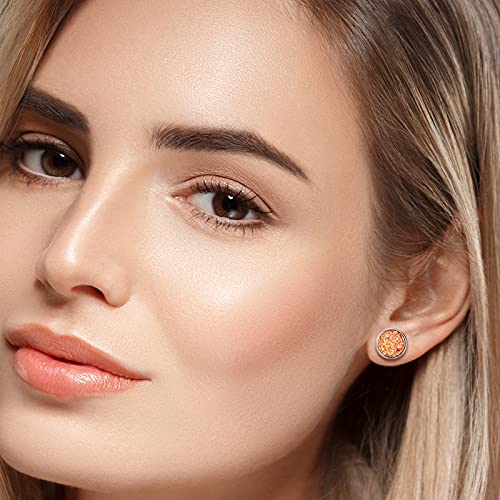 Hicarer 32 Pairs Round Druzy Stud Earrings Bohemian Round Stud Stainless Steel Pierced Earrings Jewelry for Women Graduation Gift - size: 11 mm