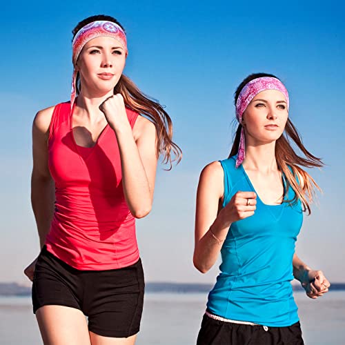 Jutom 4 Pieces Tie Headbands for Men Women Sports Bandana Hair Band Camo Headbands Elastic Sweat Wicking Karate Adjustable Non Slip Hairband for Yoga Workout Running - color: Lovely Color