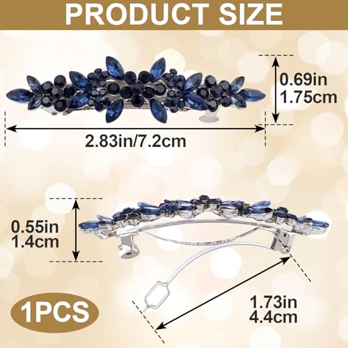 Joez Wonderful Rhinestone Hair Clip Sparkly Crystal Barrettes French Wedding Prom Engagement Pageant First Communion Hair Decorative Accessories for Women Bride Thick Long Hair (Blue, 1 Pcs) - color: Rhinestone Blue