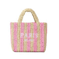 Straw Beach Bag for Women Summer Woven Tote Bag Packable Straw Purses and Handbags for Vacation Holiday - color: S-pink