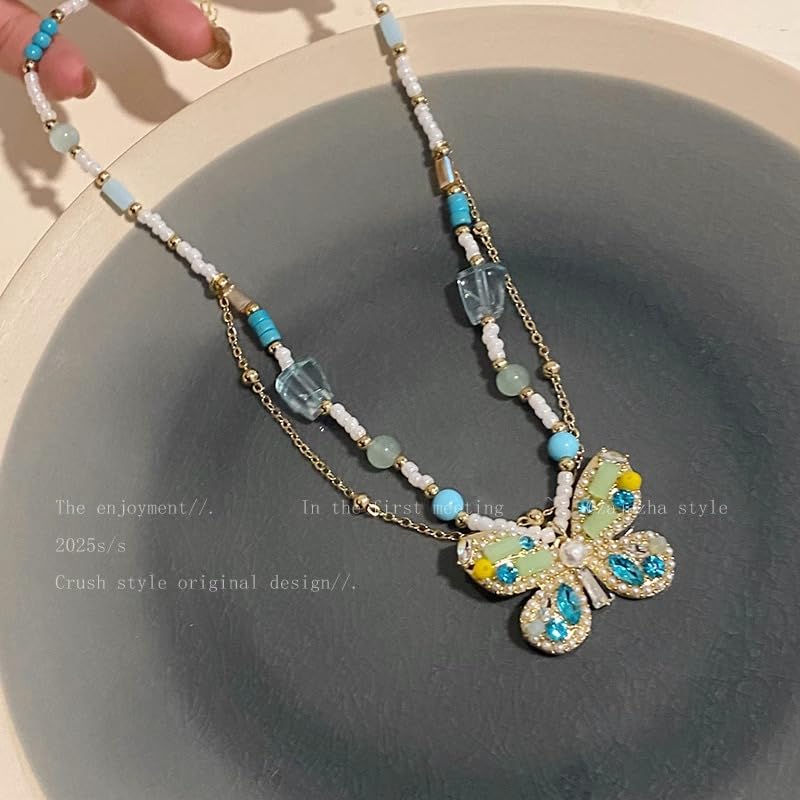 Bohemian Vintage Pendant Necklace Aesthetic Boho Chunky Adjustable Stacked Necklace for Woman Ethnic Tribal Jewelry - style: Bohemian 13
