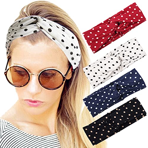 ELACUCOS Headbands for Women Criss Cross Boho Floal Style Head Bands for Women's Hair 4 Pack - color: Set9