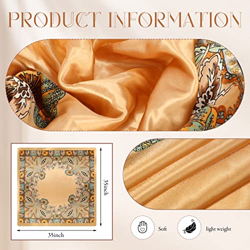 Hicarer 12 Pcs 35 Inch Satin Head Scarf Square Silk Like Neck Scarf Large Hair Scarf Silk Lightweight Hair Wrapping for Women - color: Elegant Style