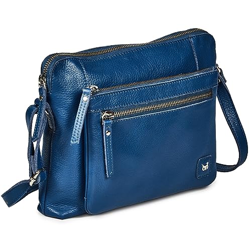 Leather Crossbody Bags for Women Small Soft Genuine Pebbled Sling Shoulder Handbag Crossover Purse with Full Adjustable Strap (Sapphire Blue Nappa) - color: Sapphire Blue Nappa
