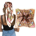 AWAYTR Satin Silk Scarf - Large Hair Bandana, Sleeping Wrap for Women - color: Cashew(beige+coffee)