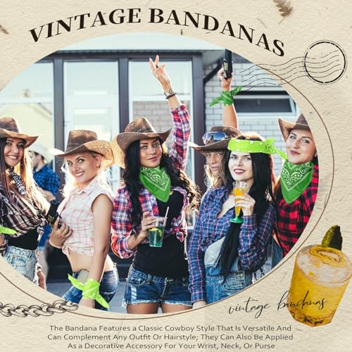 Suhine 24 Pcs Bandanas Bulk for Women Men 22 x 22 Inch Paisley Outdoor Headband Cowboy Handkerchief Summer - color: Fluorescent Green, Grass Green