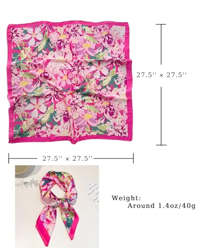 Satin Bandana Headscarf for Women Silky Hair Scarves for Fashion Lightweight - color: 24-bright Rose Red