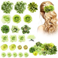 BBTO 21 Pcs Flower Hair Clip Rose Hair Clips Barrettes for Women Flower Accessories Boho Bride Claw Clip Hairpin Brooch Pin Headpiece for Wedding (Green Series) - color: Green Series
