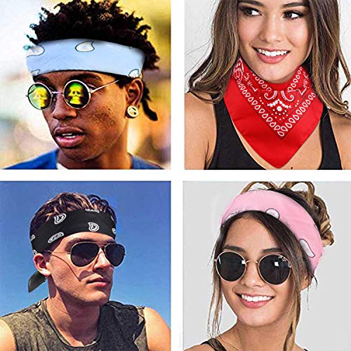 Jeatonge 20 Pcs Bandanas Paisley Headbands Bandana for Women Men Head Scarf Handkerchief 22x22 inch - color: ['Yellow', 'Sky Blue', 'Green', 'Red', 'Deep 'Orange', 'Plum Red', 'White', Purple', 'Khaki', 'Coffee', 'Gray', 'Black', 'Light 'Wine 'Royal 'Pink