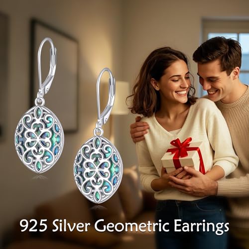 TIGER RIDER Abalone Shell 925 Sterling Silver Dangle Earrings Lightweight Filigree Dangle Drop Earrings for Women - style: Teardrop Drop