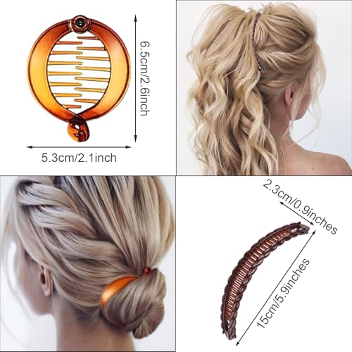18 Pieces Banana Hair Clips Classic French Hair Comb Set Fishtail Plastic Twist Hair Clip Ponytail Accessories for Women Girls, 9 Styles - color: black, brown
