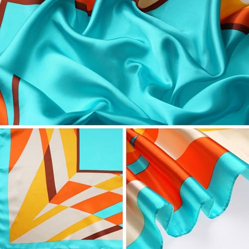 Pistha Head Scarf Bandana for Women, Satin Scarf for Hair, Large Square Silk Bandana Headscarf for Women and Men 35 Inch - style: Assorted D