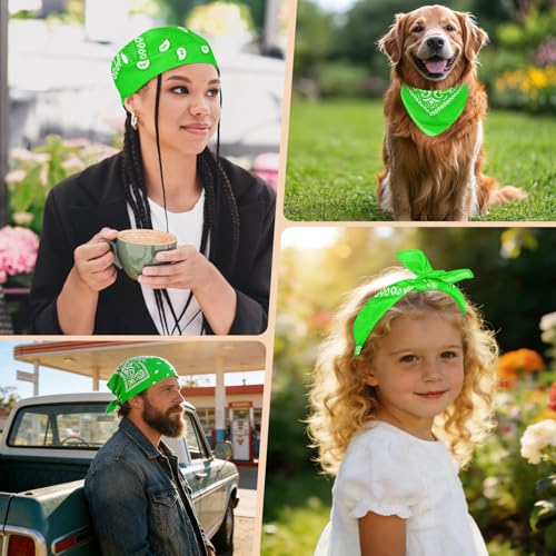 Morcheiong 8/16 Pcs Bandanas Paisley Bandana Head Scarf Headband Handkerchiefs for Men Women Boy Girls - color: Green