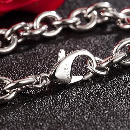 Dankadi 925 Sterling Silver Classic Round Cable Wire Link Bracelet Women Cuban Curb Oval Belcher Link Chain 5.9 to 9 in For Men 24k Gold Plated Cuff Jewelry Gift - color: 8.5MM Silver, size: 6.7inch
