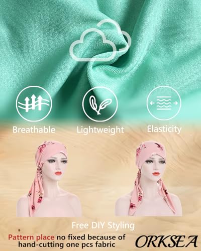 Chemo Headwear for Women Pre-Tied Head Scarf Headwraps Soft Turbans Cancer Hats Chemo Beanie Coverings Scarves - color: Mint Green