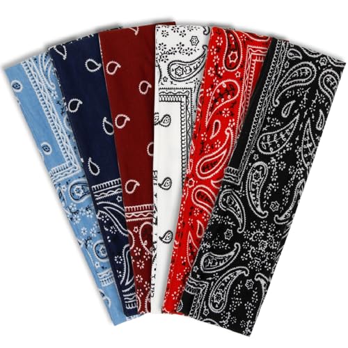 TERSE Paisely Headbands for Women Short Hair Bandana Headbands Non Slip Elastic Sweat Hairbands Soft Fabric Workout Yoga Running Sport Thin Hair Wrap for Girls - color: Headbands Color- Paisely Print Set