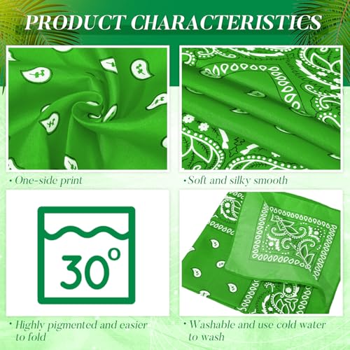 Handepo 150 Pcs Bandanas Bulk, Colorful Paisley Bandanas Unisex Head Wrap Scarf Cowboy Headband Handkerchief - color: Dark Green, Green, Light Green