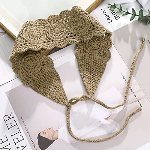 CHLINS Headband, 3PCS Crochet Hairband for Women - Floral Elastic Handmade Head Wrap Bohemian knit Headband for Women and Girls (Purple, Beige, Light coffee) - color: Purple+Beige+Light coffee