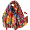 WZX Boho Scarf for Women, 70"x35" Large Lightweight Shawl Wrap for Travel, Sun Protection, Office & All-Season Wear - color: 014