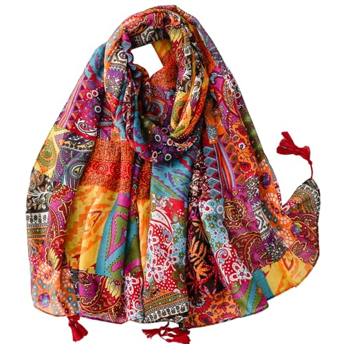 WZX Boho Scarf for Women, 70"x35" Large Lightweight Shawl Wrap for Travel, Sun Protection, Office & All-Season Wear - color: 014