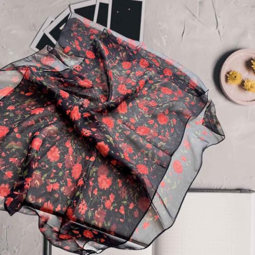 Xyueanlo Scarfs for Women Fashion Scarves Print Pattern Lightweight Sunscreen Scarf Wraps Shawls - color: Rose Black