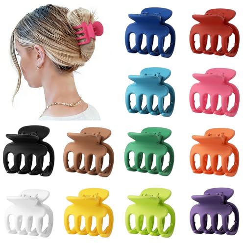 Sisiaipu 12Pcs Hair Clips for Women 1.8 Inch Small Claw Clips for Thin Hair Medium Hair Claw Clips for Thick Hair Accessories for Women Girls (Dopamine) - color: Dopamine