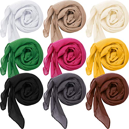 Patelai 9 Pieces Women's Cotton Scarves Lady Light Soft Fashion Solid Scarf Wrap Shawl, Candy Color - color: Plain